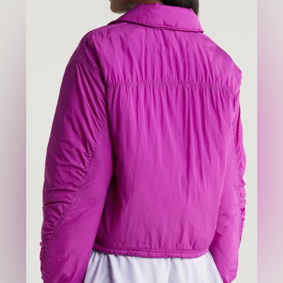 NWOT Free People Movement Off the Bleachers Coaches Jacket/Dark Purple/Size L - Picture 3 of 9